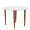 Mesa de Jantar Redonda Tampo Vidro 108x108 Pés Trapézio Turmalina RV Móveis Branco