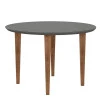 Mesa de Jantar Redonda Tampo Vidro 108x108 Pés Trapézio Turmalina RV Móveis Grafite