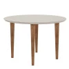 Mesa de Jantar Redonda Tampo Vidro 108x108 Pés Trapézio Turmalina RV Móveis Off White