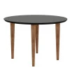Mesa de Jantar Redonda Tampo Vidro 108x108 Pés Trapézio Turmalina RV Móveis Preto