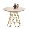Mesa de Centro Pés Ferro 60 x 60 Redonda 8040 JB Bechara Pérola/Dourado