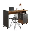 Mesa Para Escritório Estudos 2 Gavetas 138cm Alessa M1 Lukaliam Amêndoa/Chumbo