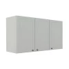 Módulo Armário Aéreo 68x120x56cm 3 Portas 100% MDF Cozinha Provence Robel Branco/Branco Matte