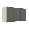 Módulo Armário Aéreo 68x120x56cm 3 Portas 100% MDF Cozinha Provence Robel Branco/Sálvia Matte