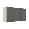 Módulo Armário Aéreo 68x120x34cm 3 Portas 100% MDF Cozinha Provence Robel Branco/Salvia Matte