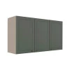 Módulo Armário Aéreo 68x120x34cm 3 Portas 100% MDF Cozinha Provence Robel Fendi/Salvia Matte