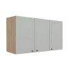 Módulo Armário Aéreo 68x120x56cm 3 Portas 100% MDF Cozinha Provence Robel Hanover/Branco Matte