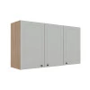 Módulo Armário Aéreo 68x120x34cm 3 Portas 100% MDF Cozinha Provence Robel Hanover/Branco Matte