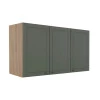 Módulo Armário Aéreo 68x120x56cm 3 Portas 100% MDF Cozinha Provence Robel Hanover/Sálvia Matte