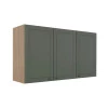 Módulo Armário Aéreo 68x120x34cm 3 Portas 100% MDF Cozinha Provence Robel Hanover/Salvia Matte