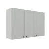 Módulo Armário Aéreo 88x120x34cm 3 Portas 100% MDF Cozinha Provence Robel Branco/Branco Matte