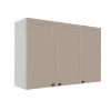 Módulo Armário Aéreo 88x120x34cm 3 Portas 100% MDF Cozinha Provence Robel Branco/Fendi Matte