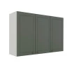 Módulo Armário Aéreo 88x120x34cm 3 Portas 100% MDF Cozinha Provence Robel Branco/Salvia Matte