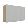 Módulo Armário Aéreo 88x120x34cm 3 Portas 100% MDF Cozinha Provence Robel Hanover/Branco Matte