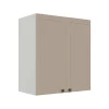 Módulo Armário Aéreo 68x60x34cm 2 Portas 100% MDF Cozinha Modulada Provence Robel Branco/Fendi Matte
