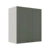 Módulo Armário Aéreo 68x60x34cm 2 Portas 100% MDF Cozinha Modulada Provence Robel Branco/Salvia Matte