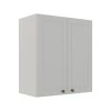 Módulo Armário Aéreo 68x60x34cm 2 Portas 100% MDF Cozinha Modulada Provence Robel Branco/Branco Matte
