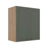 Módulo Armário Aéreo 68x60x34cm 2 Portas 100% MDF Cozinha Modulada Provence Robel Hanover/Salvia Matte