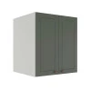 Módulo Armário Aéreo 68x60x56cm 2 Portas 100% MDF Cozinha Provence Robel Branco/Sálvia Matte