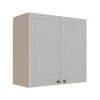 Módulo Armário Aéreo 68x70x34cm 2 Portas 100% MDF Cozinha Modulada Provence Robel Fendi/Branco Matte