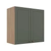 Módulo Armário Aéreo 68x70x34cm 2 Portas 100% MDF Cozinha Modulada Provence Robel Hanover/Salvia Matte