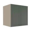 Módulo Armário Aéreo 68x70x56cm 2 Portas 100% MDF Cozinha Provence Robel Fendi/Sálvia Matte