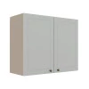 Módulo Armário Aéreo 68x80x34cm 2 Portas 100% MDF Cozinha Modulada Provence Robel Fendi/Branco Matte