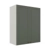 Módulo Armário Aéreo 88x70x34cm 2 Portas 100% MDF Cozinha Provence Robel Branco/Salvia Matte