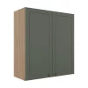 Módulo Armário Aéreo 88x80x34cm 2 Portas 100% MDF Cozinha Provence Robel Hanover/Salvia Matte