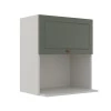 Módulo Armário Aéreo Nicho Micro-Ondas 68x60x43cm 100% MDF Cozinha Provence Robel Branco/Salvia Matte