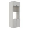 Módulo Torre Quente 208x70x56cm Micro-Ondas Forno 100% MDF Cozinha Provence Robel Branco/Branco Matte