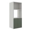Módulo Torre Quente 172x70x56cm Micro-Ondas Forno 100% MDF Cozinha Provence Robel Branco/Salvia Matte