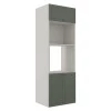 Módulo Torre Quente 208x70x56cm Micro-Ondas Forno 100% MDF Cozinha Provence Robel Branco/Salvia Matte