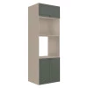 Módulo Torre Quente 208x70x56cm Micro-Ondas Forno 100% MDF Cozinha Provence Robel Fendi/Salvia Matte