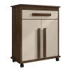 Buffet Balcão Pequeno Multiuso 75cm 2 Portas Chile RV Móveis Freijó/Off White