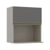Módulo Armário Aéreo Nicho Micro-Ondas 68x60 100% MDF Cozinha Modulada Gold Robel Fendi/Cinza