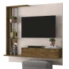 Painel Pequeno Para TV 50 Polegadas Dublin Lukaliam Off White/Canela