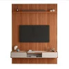 Painel Frisado 191x250cm Oslo Para TV 75 Bancada Atlas Lukaliam Jequitiba/Off White