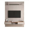 Painel Frisado 191x250cm Oslo Para TV 75 Bancada Atlas Lukaliam Off White/Jequitiba