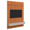 Painel Frisado 191x250cm Oslo Para TV 75 Bancada Bali Lukaliam Jequitiba/Off White