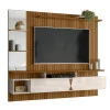 Painel Para TV 55 Polegadas Intense 1.8 Lukaliam Freijo Ripado 3D/Off White Perolizado