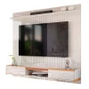 Painel Ripado Suspenso Para TV 70 Polegadas 186cm Atlas Lukaliam Off White Perolizado/Jequitiba
