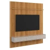 Painel Ripado Oslo Para TV 75 Polegadas 191cm x 207cm Bancada Bali 1.9 Lukaliam Freijo/Off White