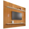Painel Ripado 218x230 Para TV 75 Polegadas Sala Roma RV Móveis Cinamomo/Off White