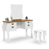 Penteadeira Com Banqueta 4 Gavetas Espelho 125cm Duda Patrimar Branco/Cumaru