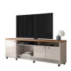 Rack Bancada Para TV 65 Polegadas Dallas 1.8 Lukaliam Off White Perolizado/Jequitiba