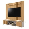 Rack Com Painel Ripado 218cm Para TV 75 Polegadas Brise 2.2 EDN Freijo/Fendi