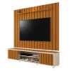 Rack Com Painel Ripado 218cm Para TV 75 Polegadas Brise 2.2 EDN Off White/Cedro