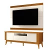 Rack Com Painel Ripado Para TV 75 Pol Brunt 1.8 EAX Móveis Cedro/Off White