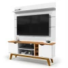 Rack com Painel Para TV 65 Polegadas 160cm Prism 1.6 Patrimar Branco/Cinamomo